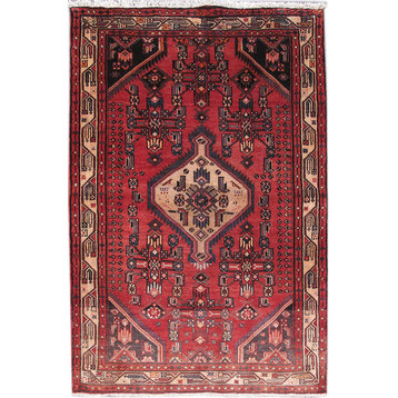 Consigned, Persian 4 x 7 Area Rug, Hamadan Hand-Knotted Wool Rug