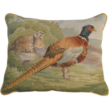 Throw Pillow Needlepoint Pheasants in the Field Bird Pheasant 16x20