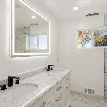 Double Vanity with Backlit Mirrors