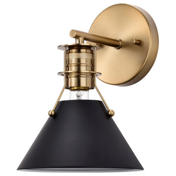 Nuvo Lighting 60/7519 Outpost 10" Tall Wall Sconce - Matte Black / Burnished