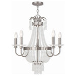 Livex Lighting - Livex Lighting 51845-91 Valentina - Five Light Chandelier - Canopy Included: TRUE  Shade InValentina Five Light Brushed Nickel Clear *UL Approved: YES Energy Star Qualified: n/a ADA Certified: n/a  *Number of Lights: Lamp: 5-*Wattage:60w Candelabra Base bulb(s) *Bulb Included:No *Bulb Type:Candelabra Base *Finish Type:Brushed Nickel