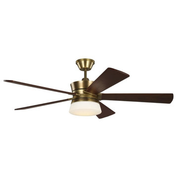 5 Blade 56 Inch Ceiling Fan Light Kit-Hand-Rubbed Antique Brass Finish