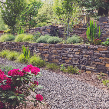 Steel Edged Garden Path with Rhododendron