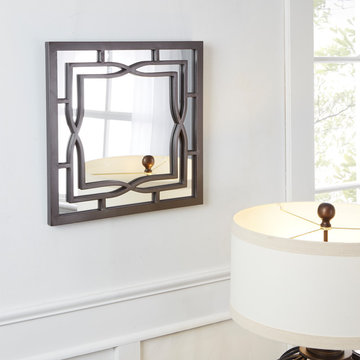 Alicia Square Wall Mirror with Decorative Metal Frame