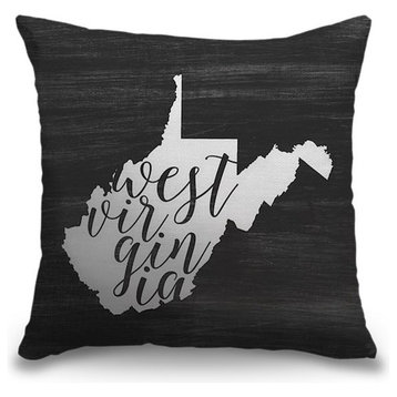 "Home State Typography - West Virginia" Outdoor Pillow 16"x16"
