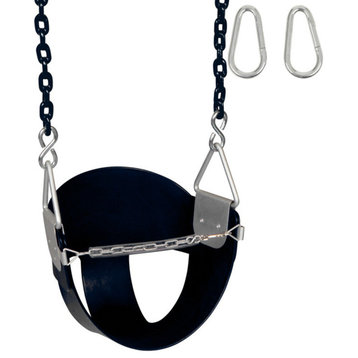 High-Back Half-Bucket Swing Seat With Coated Chain, 5.5', Black