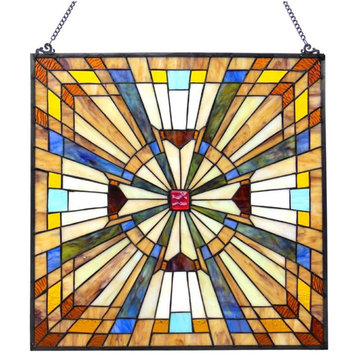 CHLOE Flare Tiffany-glass Mission Square Window Panel 24"