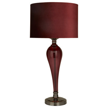 Red Velvet Glam Table Lamp, 27x13x13 050480