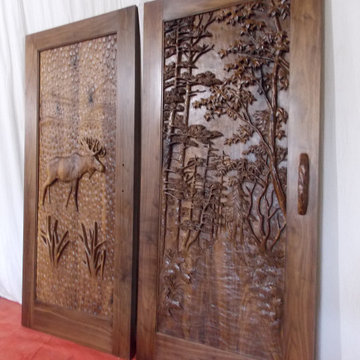 Black Walnut Wood Carved Doors