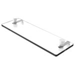 Allied Brass - Foxtrot 16" Glass Vanity Shelf with Beveled Edges, Matte White - Add space and organization to your bathroom with this simple, contemporary style glass shelf. Featuring tempered, beveled-edged glass and solid brass hardware this shelf is crafted for durability, strength and style. One of the many coordinating accessories in the Allied Brass Foxtrot Collection, this subtle glass shelf is the perfect complement to your bathroom decor.