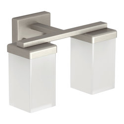90 Degree Brushed Nickel Two Globe Bath Light - Products