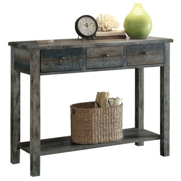 Rectangular Console Table With 3 Drawers, Antique Gray