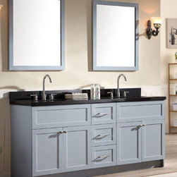 73 inch Transitional Double Sink Bathroom Vanity Set in Grey Finish - Bathroom Vanities And Sink Consoles