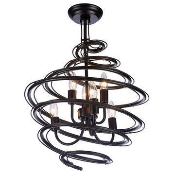 Albertus Black 6-Light Pendant With Clear Shade