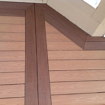 AZEK Deck with Timbertech Builderrail and Genovations Brownstone post wraps