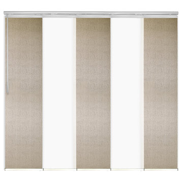 Navajo White-Marguerite 5-Panel Track Extendable Vertical Blinds 58-110"x94"