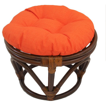 18" Round Spun Polyester Tufted Footstool Cushion, Orange