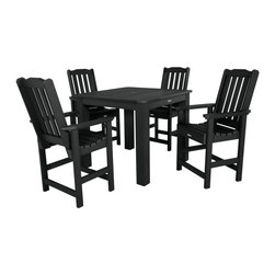 Highwood USA - Lehigh 5-Piece Square Counter-Height Dining Set, Black - Outdoor Dining Sets