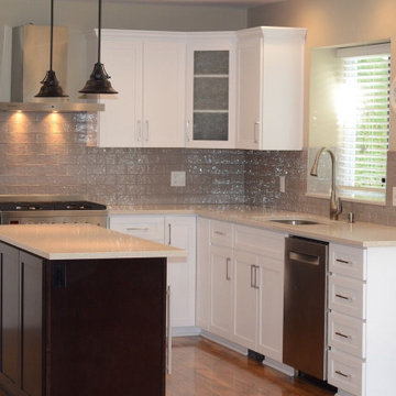 Cabinet Refacing Done in Maple With a Satin White Finish