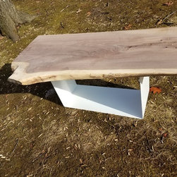 Natural Live Edge Wood Bench with Custom Base - Products