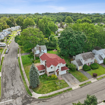 Aerial View of Two-Story Home on Corner Lot