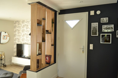 Aménagement d'un hall d'entrée contemporain avec une porte simple.