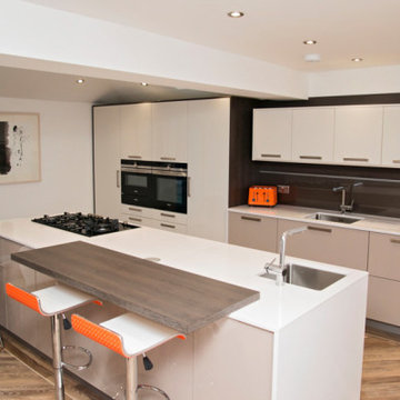 Contemporary Gloss White & Grey Kitchen in Gourock