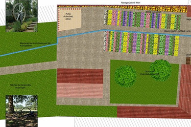 Mittelgroßer Moderner Garten mit direkter Sonneneinstrahlung und Mulch in Sonstige