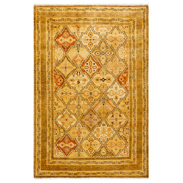 Ottoman, One-of-a-Kind Hand-Knotted Area Rug Gold, 4' 3" x 6' 2"