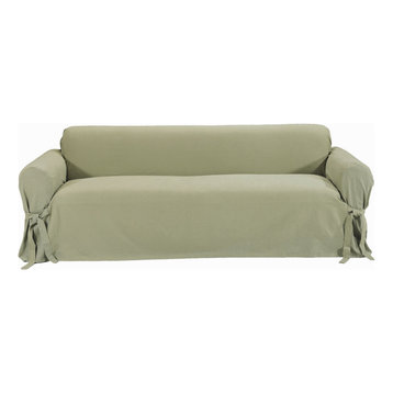 Classic Slipcovers Brushed Twill 1-Piece Sofa Slipcover Solid Sage