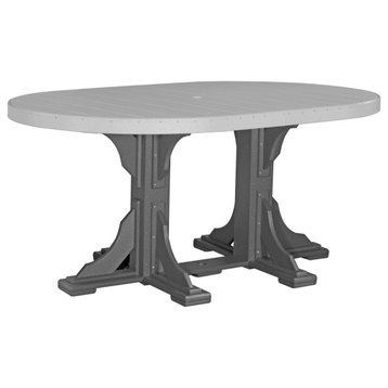 Poly Round Table, Dove Gray & Slate, 4' X 6', Counter Height