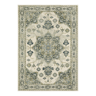 Oriental Weavers Sphinx Branson Br04B Traditional Rug, Ivory and Blue ...