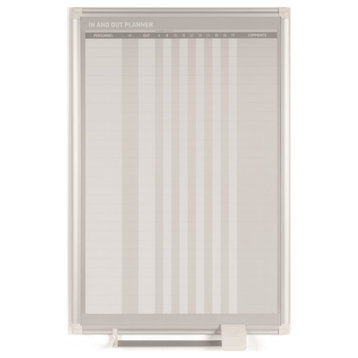 In/Out Magnetic Dry-Erase Board, Vertical Format, 24"x36", Aluminum Frame