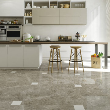 kitchen flooring with porcelain ceramic tiles