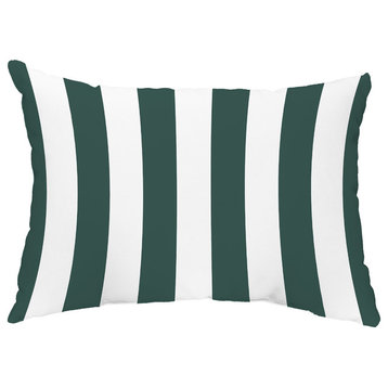 Rugby Stripe 14"x20" Decorative Stripe Outdoor Pillow, Green