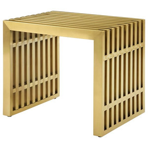 Modern Contemporary Wood Bench Walnut Metal Modern Accent And