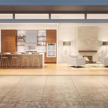 Modern Luxury Penthouse - Deck, Living Area, Kitchen - Brooklyn, NY
