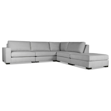 Veranda Sectional WithOttoman, Grey, 5 Pieces, Design: No Button / Cushion Type: