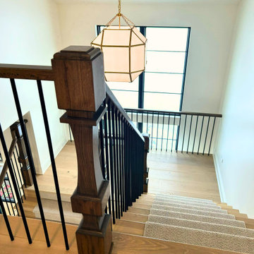Modern Craftsman Newel Post – Where Wood Meets Metal