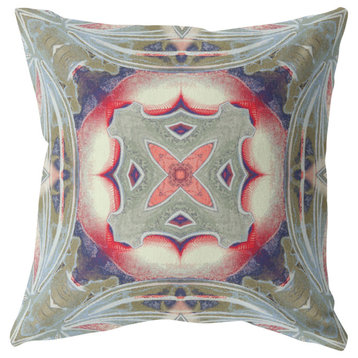 16" Sage Pink Geo Tribal Suede Throw Pillow