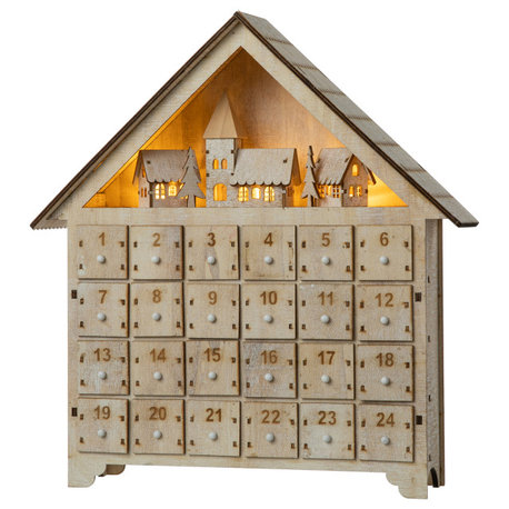 14.17"L Wooden LED Countdown Farmhouse