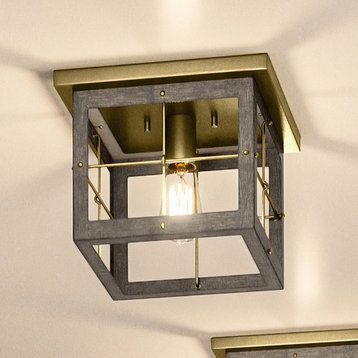 Luxury Modern Farmhouse Ceiling Light, Distressed Brass
