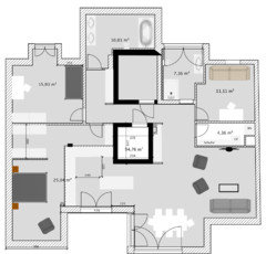 Ideen zum Grundriss Penthouse-Wohnung