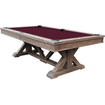Brazos River 8' Slate Pool Table With Leather Drop Pockets
