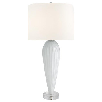 Teardrop Glass White Table Lamp