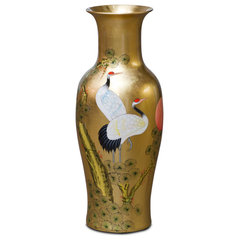 37.5 Inch Black Lacquer Mother of Pearl Oriental Porcelain Vase - Asian -  Vases - by China Furniture and Arts