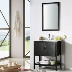 Abel 30 inch Matte Black Finish Bathroom Vanity Ceramic Top - Bathroom Vanities And Sink Consoles