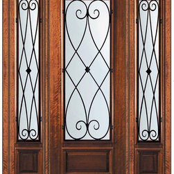 Prehung Side lights Door 96 Wood Mahogany Charleston 3/4 Lite - Front Doors