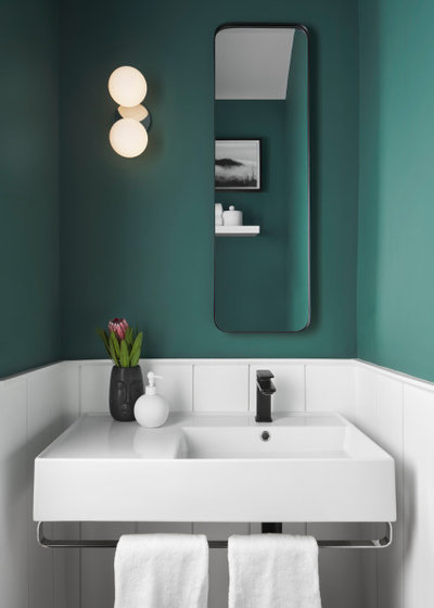 Contemporary Powder Room by Kaza Contracting