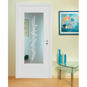 1 Lite Interior Slab / Book Door with Frosted Glass Insert, 34"x80", Unfinished